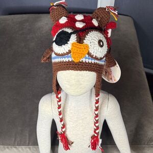 Daisy Baby Unisex Owl Pirate Hook Crocheted Hat Beanie 6-12 months NEW